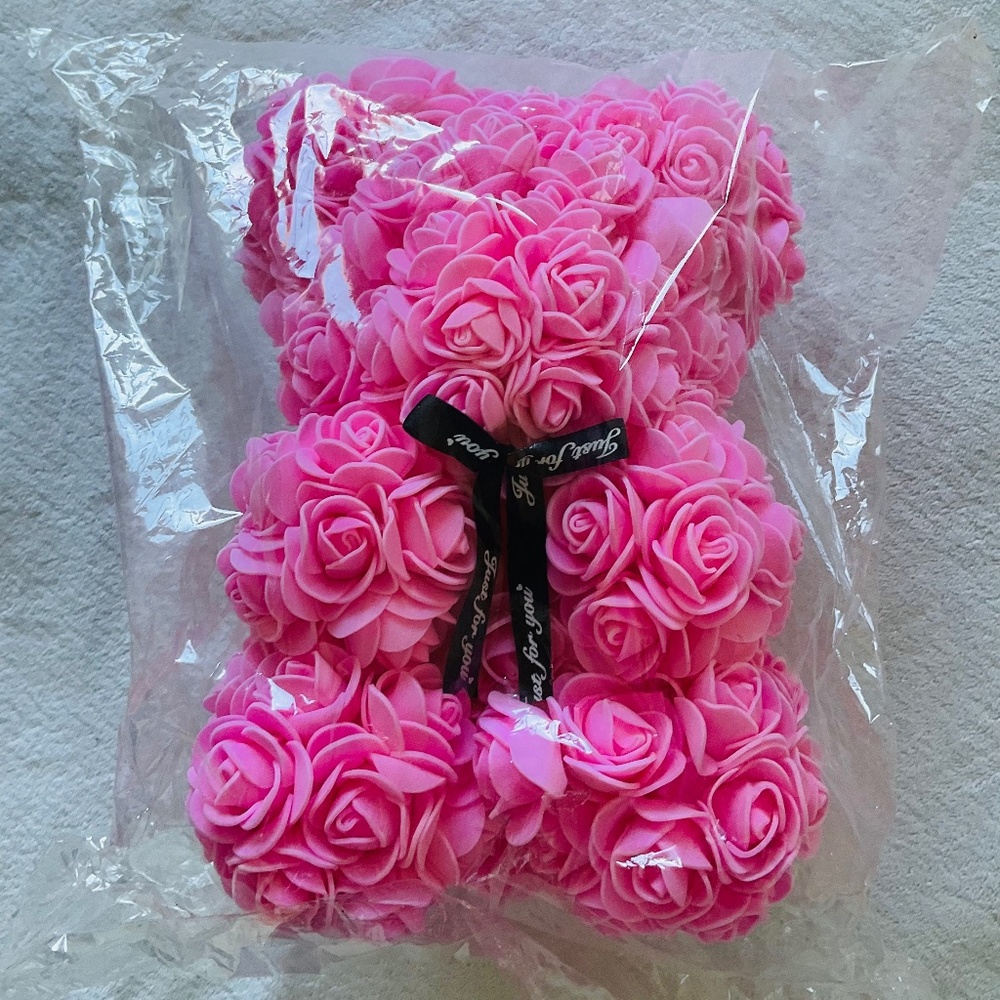 ROSE BEAR Artificial Foam Flowers with LED LIGHT NWT